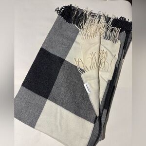 BNWT 100% Alpaca Silkeborg plaid buffalo check Black White Scarf throw blanket
